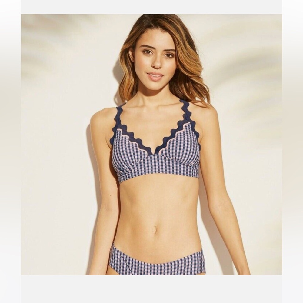 Xhilaration Navy and White Gingham Bikini